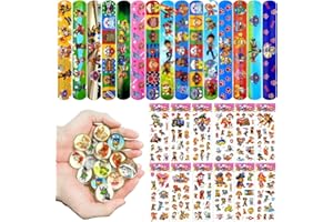 MERAYAS 15 Pulseras de Chupito para Niños, 12 hojas de Tatuaje para Niños, 12 Bolas de Salto para Niños, Regalo de Cumpleaños Infantil, Juego de Juguetes, Decoración para Fiestas de Cumpleaños Infantiles
