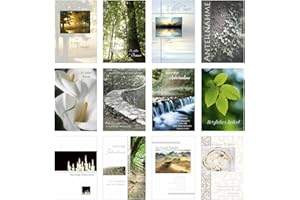 Edition Seidel Zestaw 12 unikalnych kart kondolencyjnych/kart okolicznościowych z kopertą. Kartka kondolencyjna karta z sentencją (kartki podwójne/składane z kopertą (20036)