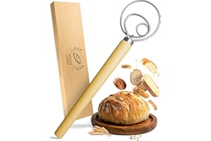 KRUSTENZAUBER Duńska trzepaczka do ciasta od KRUSTENZAUBER – Wysokiej jakości trzepaczka do ciasta jako akcesorium do pieczenia chleba – Mikser ciasta, mieszacz ciasta, trzepaczka do ciasta, duńska