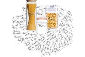 v2croft 430 Kitchen Pantry Labels for containers, Preprinted Black Script Text on White Clear Vinyl Food Name Stickers,Organization Labels for Jars Canisters & Storage Bins(Water Resistant)