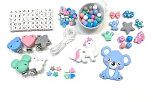 BABY J ART, Kit Iniziale fai da te catenella portaciuccio silicone, bambino, gancio/adattatore ciuccio mam (KIT INIZIALE). AZIENDA ITALIANA! (KIT INIZIALE 2)