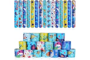 flintronic 30PCS Pulseras de Bofetadas, Slap Pulseras de Juguete para Niños, Tiburón Delfín Patrón Animal Submarino, Regalo de Fiesta de Cumpleaños para Niños y Niñas