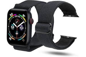 Teskyer Sport Solo Loop pasek kompatybilny z zegarkiem Apple Watch 38, 40, 42, 44 mm, regulowany, elastyczny pasek nylonowy, elastyczna bransoletka zastępcza kompatybilna z iWatch serii 7, 6, 5, 4, 3, 2, 1 SE, 2 szt
