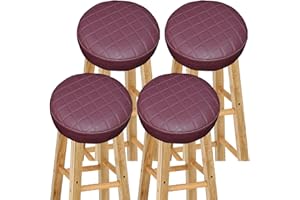 HKJGNH Wasserdicht Barhocker-Bezug Rund mit 5CM Schaumstoff Gepolstert Kissen, 4/2 Stück PU-Leder Hocker Hussen für Barhocker Stuhlhussen Sitzkissen Bürostuhl Hocker Abdeckung Sitzkissenbezug(#5,30*5(4PCS))