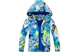 NATUST Boys' Waterproof Jacket Children's Lined Rain Jacket Winter Transition Jacket Outdoor Jacket with Hood
