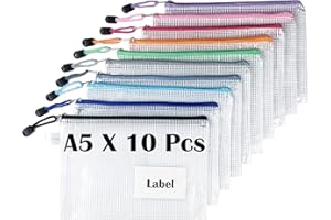 ‎TRANBO TRANBO 10 Stücke Reißverschlusstaschen A5, Wasserdichte Mesh-Taschen Dokumententasche, Zipper Tasche zur Aufbewahrung von Ordnern, Schreibwaren,Geeignet für Schule, Büro, Reisen