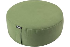 ‎REEHUT REEHUT Meditationskissen Rund Yoga Kissen mit Buchweizenschalen und Baumwolle，Yoga Sitzkissen Durchmesser 33cm/Höhe 11,5 cm mit waschbarem Bezug aus Baumwolle