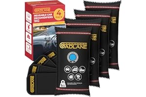GADLANE X-Large Reusable Car Dehumidifier 1KG - 4 Pack Dehumidifiers for Car Moisture Absorber for Home, Wardrobe, Eliminates Foggy Windscreen, Silica Gel Bags x 4 with Dashboard Anti-Slip Mats