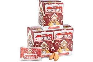 ‎FOOD CREW FOOD crew 30x Weihnachtsglückskekse mit Lebkuchen Geschmack – Glückskekse - Süßigkeiten Weihnachten - Gebäck Einzeln Verpackt mit deutschen Sprüchen - Vegan - Made in Germany