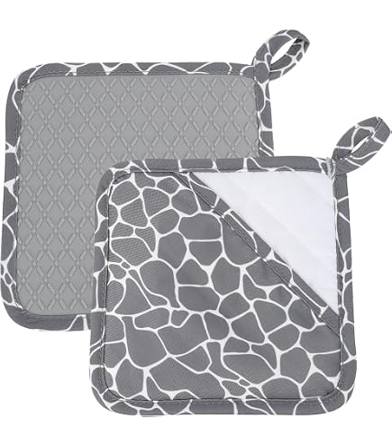 Ensemble de dessous de verre 100 % coton éponge résistant à la chaleur pour la cuisson et la cuisson Potholder 5 packs gris foncé