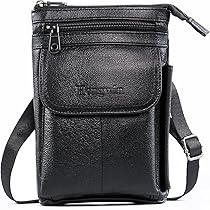hengwin heren schoudertassen kleine tas voor mobiele telefoon mannen riemtas leder holster riemclip handtas heuptas voor mobiele telefoon (bruin