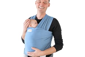 MAMMACITA Sling de comadrona - fular portabebés - portabebés de hasta 15 kg - fular Elástico portabebés de 5 m de longitud - bolsa de almacenamiento e instrucciones de atado incluidas (azul claro)