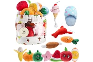 Nocciola 12 Pack Dog Squeaky Toys Cute Plush Toys For Small Medium Dog|Pet Toys|Squeaky Toys|Plush Games| Carry Bag