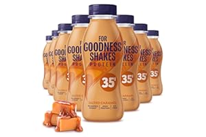 For Goodness Shakes Salted Caramel Protein Shakes, 35g Protein, High Protein, Fat-Free, Ready-To-Drink, No Added Sugar, Gluten-Free, Pre & Post Workout, 8 x 330ml