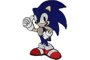 ELLU Toppa ricamata con Sonic The Hedgehog, toppa termoadesiva personaggio videogame, per magliette o jeans