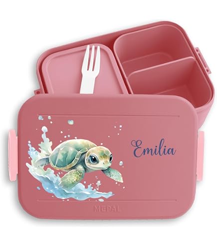 Vesperdose Bedruckt 🐻 Personalisierte Kinder-Brotdose Mit Bären-Motiv – Mepal Campus 750 Ml – Rosa – Mit Bento-Einsatz & Snackgabel – Individuell Bedruckt Mit Name – Ideal Für Schule & Ausflüge
