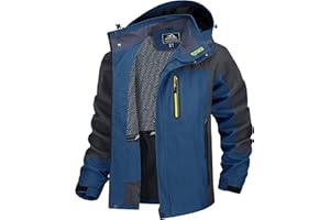 TACVASEN Herren Outdoorjacke Wasserabweisend Wanderjacke Leicht Übergangsjacke Funktionsjacke Trekkingjacke mit Abnehmbarer Kapuze