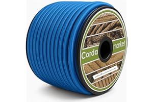 CORDAMARKET Goma Elástica, Cordón Elástico Resistente para Toldos Náutica Camping y Exteriores, Azul, 10 mm × 25 m