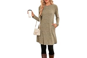 SENBATU Jumper Dress Ladies Long Sleeve Dresses for Women UK Side Buttons Tunic Dress with Pockets