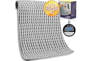 Qfun Almohadilla Térmica Eléctrica, Manta Electrica Lumbar100x50cm con 6 Modes Temporizadores para Atrás, Cuello, Hombro, Barriga, Thermal Pad Apagado Automático y Lavable a Máquina