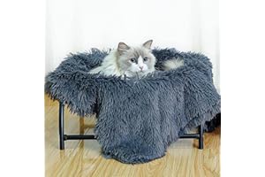 JUNSPOW Lit Hamac pour Chat et Couverture, Lit Radiateur pour Chat, Excellente Perméabilité Lavable Intérieur Extérieur Canapé surélevé pour Grands Chats Petits Chiens