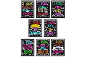 AUNMER Kids Motivational Posters – Set of 8 Positive Affirmation Wall Prints for Classroom, School & Home Learning Decor, Inspirational Quotes for Children & Teachers
