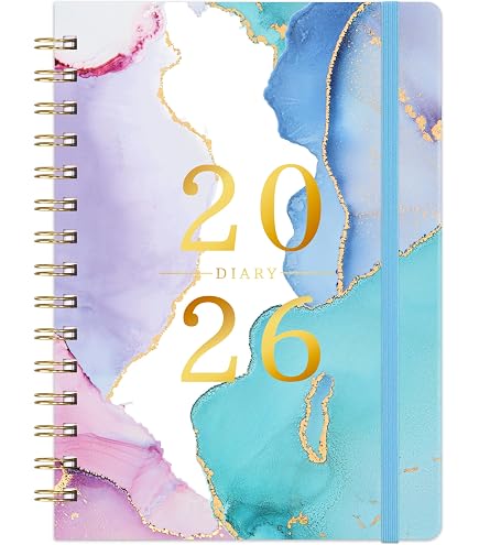Agenda Semainier 2026 A5 - Couverture Rigide Rose, Mise En Page Semaine Sur 2 Pages, Organisateur Travail/étude - 2