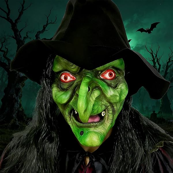 Voiakiu Tête Sorcière Vieilles Femmes - Horror Headgear Old Women Casques En Latex | Accessoires Déguisement Fête D'halloween Pour Enfants Adultes
