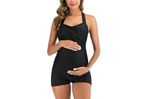 EastElegant Maillot de Bain Une pièce rétro Halter avec Boyleg Grossesse