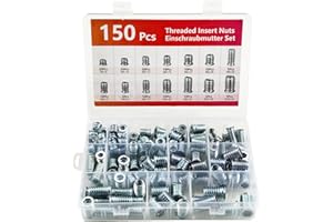 LCXCXY Einschraubmutter, Satz mit 150 Silbern Gewindeeinsatz Holz, PP Box, mit Etikett. Einschraubmutter M6 M8 M10 aus verzinktem Stahl, Innensechskantmuttern für die Montage und Reparatur von Holzmöbeln