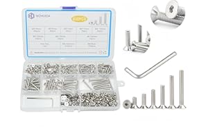 WZHUIDA 630 Stück M3 Schrauben Set, Edelstahl Senkkopfschrauben Metrisch Innensechskant Schrauben Muttern und Unterlegscheiben Sortiment Set, Gewindemaschinen Sechskantschrauben