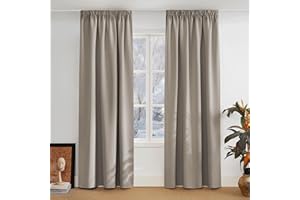 PONY DANCE Tenda Camera da Letto Oscurante Tende Termiche Isolanti Moderne con Fettuccia per Interni 2 Pezzi 140x300 CM Curtains per Salotto Eleganti, Sabbia