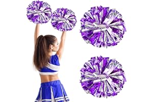WEKUW 2 sztuki Pompony Cheerleaderka,Pompony cheerleaderek z folii metalowej,Kwiat ręcznie cheerleaderka,Dziewczyna Cheers Cheers Flower Ball na imprezę taneczną zawodów sportowych