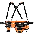 Todeco Tool Belt, Tool Bag with Adjustable Harness, Magnetic DIY Belt, Tool Belt for Fixing Screws, Bolts, Nails, Bits, Fasteners, Screwdrivers