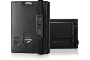 DODENSHA Portafoglio Uomo Piccolo Sottile | Porta Carte Credito | Portafoglio uomo con Portamonete XL | Portafoglio con Blocco RFID | 2 Porta Banconote e 7 Fessure per Carte e Slot ID | Nero-Upgrade