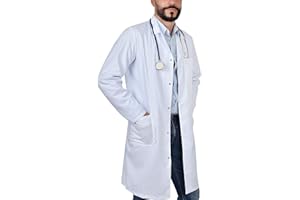 B-well Enzo Blouse Chimie Blouse de Laboratoire Homme Blouse de Travail homme avec boutons-pression