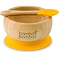 bamboo bamboo Baby Bowl and Spoon Set, Baby Bowls for Weaning, Baby Suction Bowl with Silicone Suction Ring, Toddler Bowls with Baby Spoon, Weaning Bowl for Babies from 6 Months (Yellow)