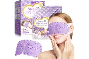 NUEDSFXO 12 PCS Maschera Occhi Riscaldante, Maschera per Gli Occhi al Vapore di Lavanda, Autoriscaldante Maschera Occhi per Dormire, Maschera per Dormire Allevia la Secchezza Oculare e Schiarisce le Occhiaie