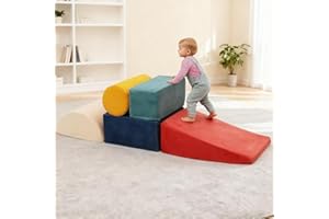 YOSAMY Kids Soft Play Set,5-Piece Foam Climbing Blocks for Toddlers,Soft Montessori Toys,Indoor/Outdoor Sensory Motor Skills Development