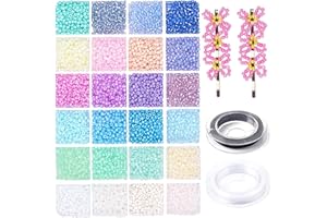 PRETTME 7200pcs 2mm Glass Seed Beads for Jewellery Making Kit, 24 Colors Small Pony Tiny Beads for Bracelets Necklaces Earrings Embroidery Crafting Making