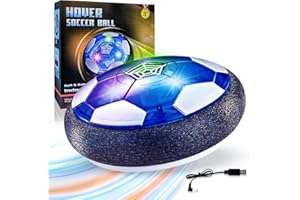 BYUERT Air Power Fußball, USB wiederaufladbare Soccer Kinderspielzeug Hover Ball mit schützenden Schaumstoff-Puffer und Bunte LED-Leuchten für 3-12+ Jahre alt Junge Mädchen,Hover Kinder Fußballspiel