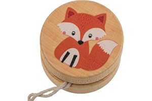 PHILUMO Holz Jo-Jo für Kinder, JoJo für Anfänger - Fuchs Tiermotiv Yoyo - Ø 5,5 cm