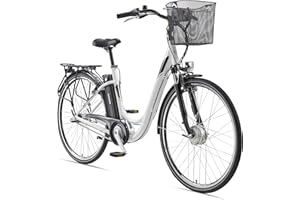 ‎TELEFUNKEN TELEFUNKEN E-Bike Damen 28 Zoll Elektrofahrrad - 3-Gang Shimano Nabenschaltung mit Rücktritt, Pedelec Citybike Alu mit Fahrradkorb, Frontmotor 250W /10,4Ah / 36V Sitzrohrakku, RC830 Multitalent