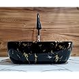 HISRE Table Top Wash Basin For Bathroom | Over Counter Top Wash Basin For Living Room | Washbasin Countertop | Tabletop Ceramic Bathroom Kitchen Sink (45 x 33 x 13 CM) (Black- SKTPR1024)