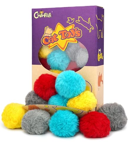 VAPKER 30 Katzen-Spielbälle – Lila Glitzer-Pompons, 5,1 Cm Groß, Weich & Sicher Für Deine Samtpfote