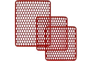 SICIGNANO CASALINGHI INGROSSO CASALINGHI ARREDO GIARDINO HOTELLERIE Sicignano | Set Tappetini per Lavello in Gomma Colore Rosso, 1 Scolapiatti 40x32 cm, 2 Fondo Lavello 33x29 cm - Multiuso, Resistente, Made in Italy