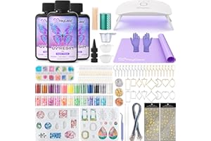HeyClear UV Resin Moulds Jewelry Making Kit with UV Light and Casting Tools -300g Super Clear, Hard, Low Odor, Premixed and Fast Curing for Keychains, Earrings, DIY Craft Decorations