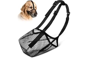 VSSHE Kosz na kaganiec, kaganiec z miękkiej, oddychającej siatki, kaganiec dla psa z regulowanym paskiem, zapobiega żuciu, gryzieniu i szczekaniu (XL)
