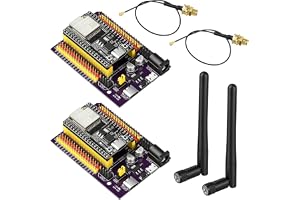 2 Pack ESP32-WROOM-32U Utvecklingskort med ESP32 Utbyggnadskort & Antenn