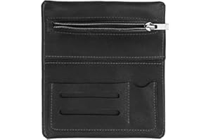 SIMARU Leder Tabaktasche für 30g Tabakbeutel, Dreher-Tasche aus Echtleder mit Filterfach & Blättchen-Halter (Schwarz)